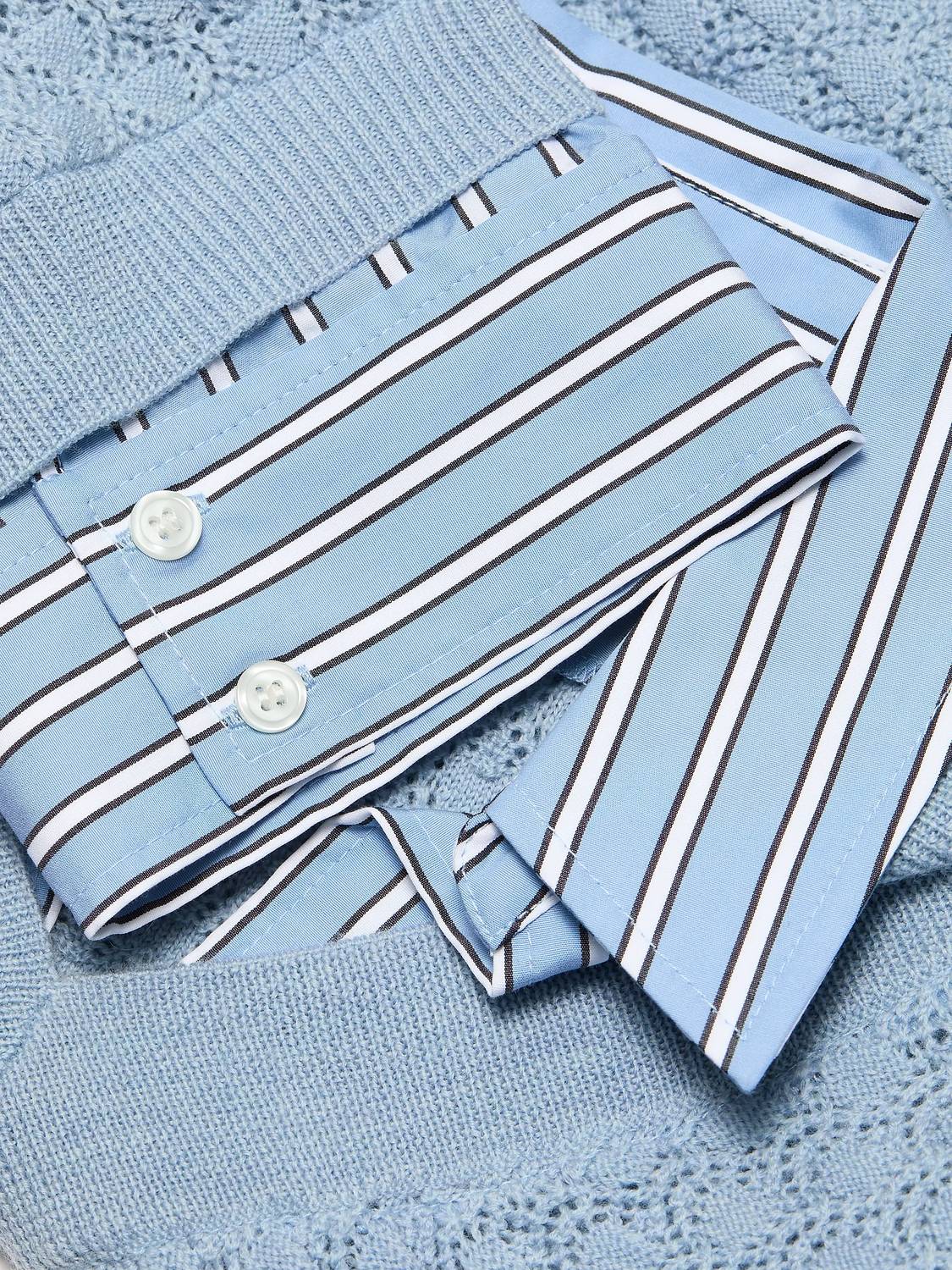 TANYA TAYLOR Esme Pointelle Knit Top in powder blue - women's t-shirt - detail view