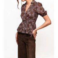 hutch Fowler V Neck Top in black copper - women's blouse - alternate view