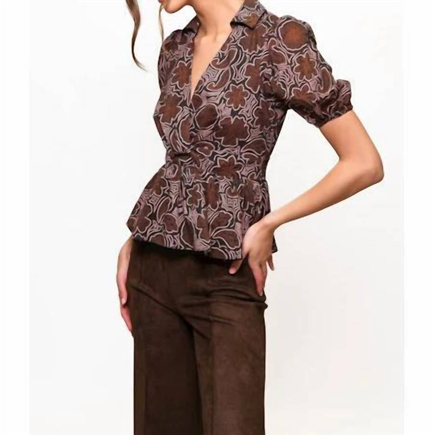 hutch Fowler V Neck Top in black copper - women's blouse - alternate view