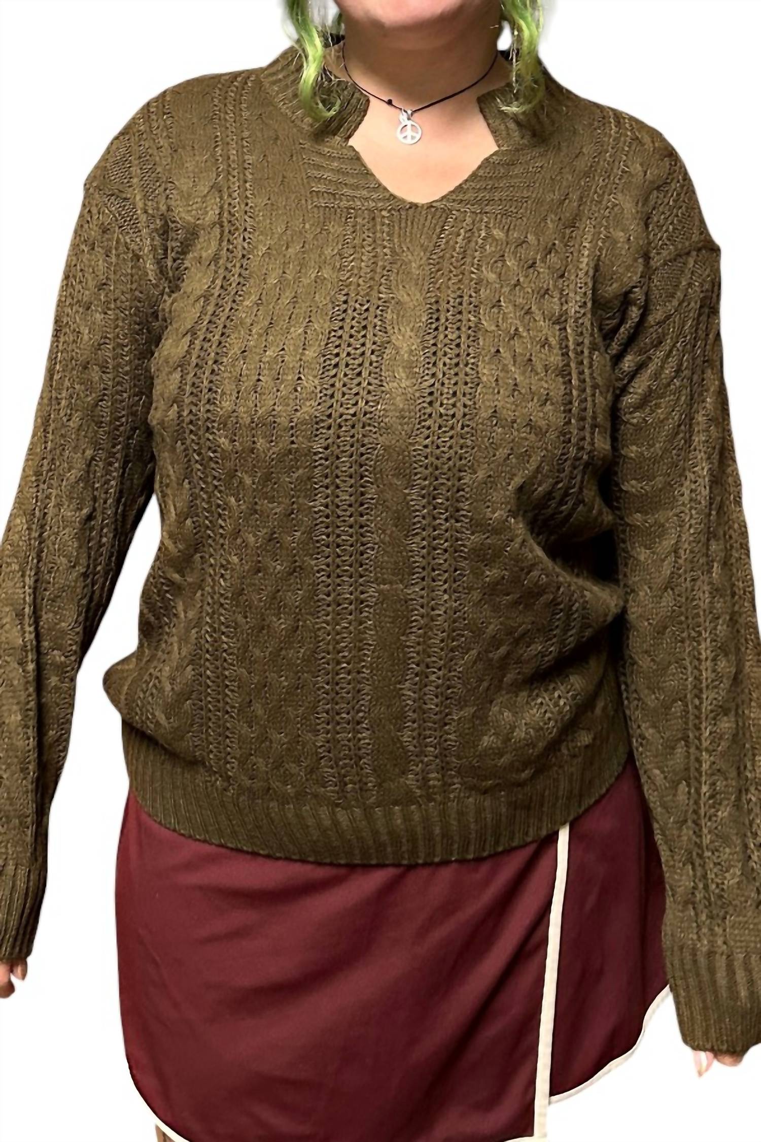 Ontinva - Taissa Notch Neck Oversized Tunic Sweater