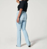 Spanx High-rise Flare Jeans in retro light wash - women's pants - detail view