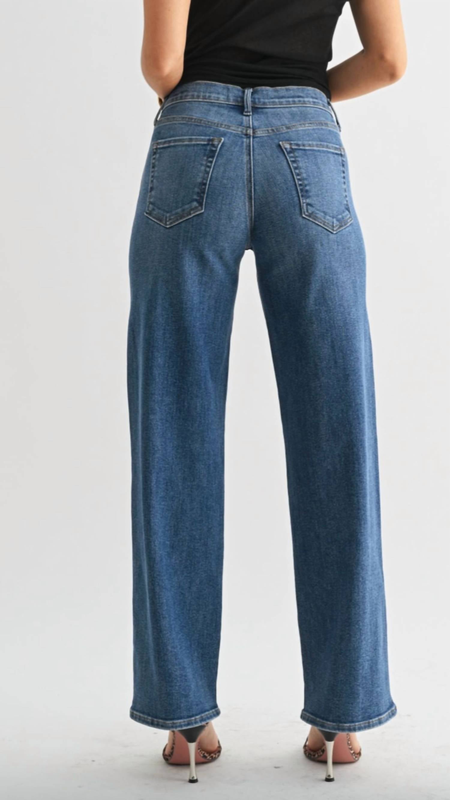Just Black Denim - Mid Rise Full Length Straight Jeans
