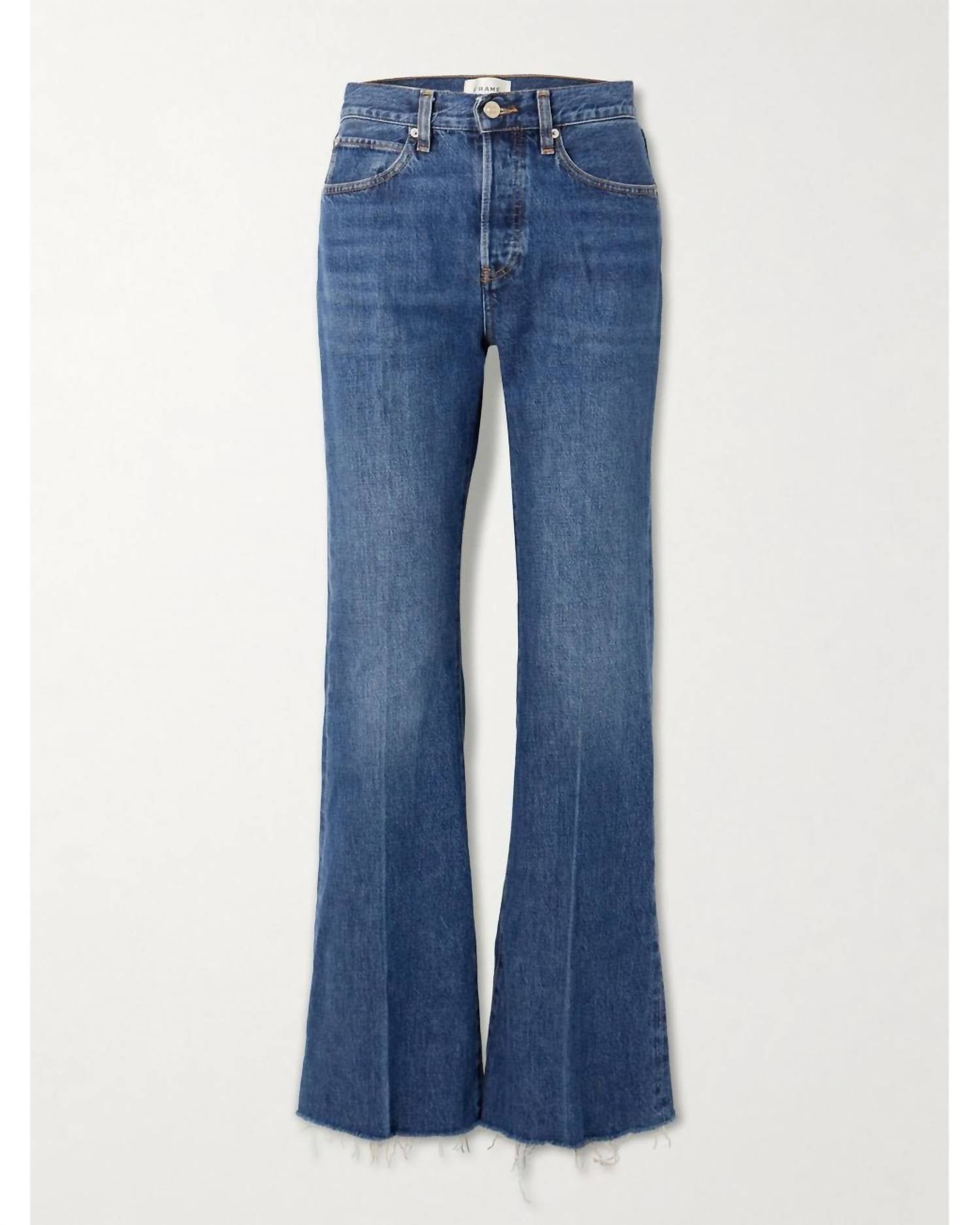 FRAME Lax Distressed High Rise Flared Jeans in antidote - women's jeans - view 6