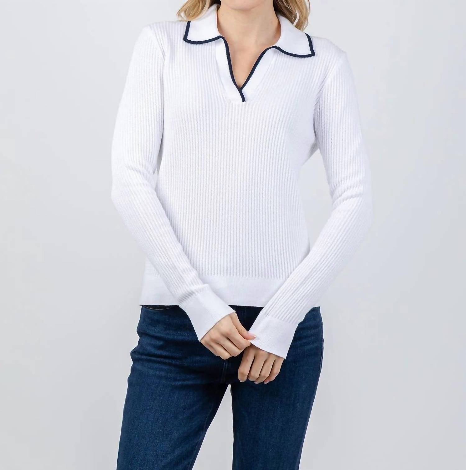 Kinross - Tipped Rib Polo Top