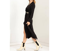 Hyfve - Kind Hearted Satin Wrap Effect Midi Dress
