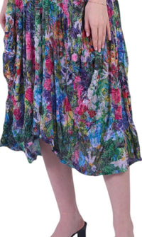 Shana Apparel - Crinkle Short Sleeve Dress With Drape Hem