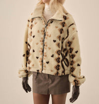 for Love & Lemons Betty Sherpa Zip Up Sweaters in cream - women's jacket - alternate view