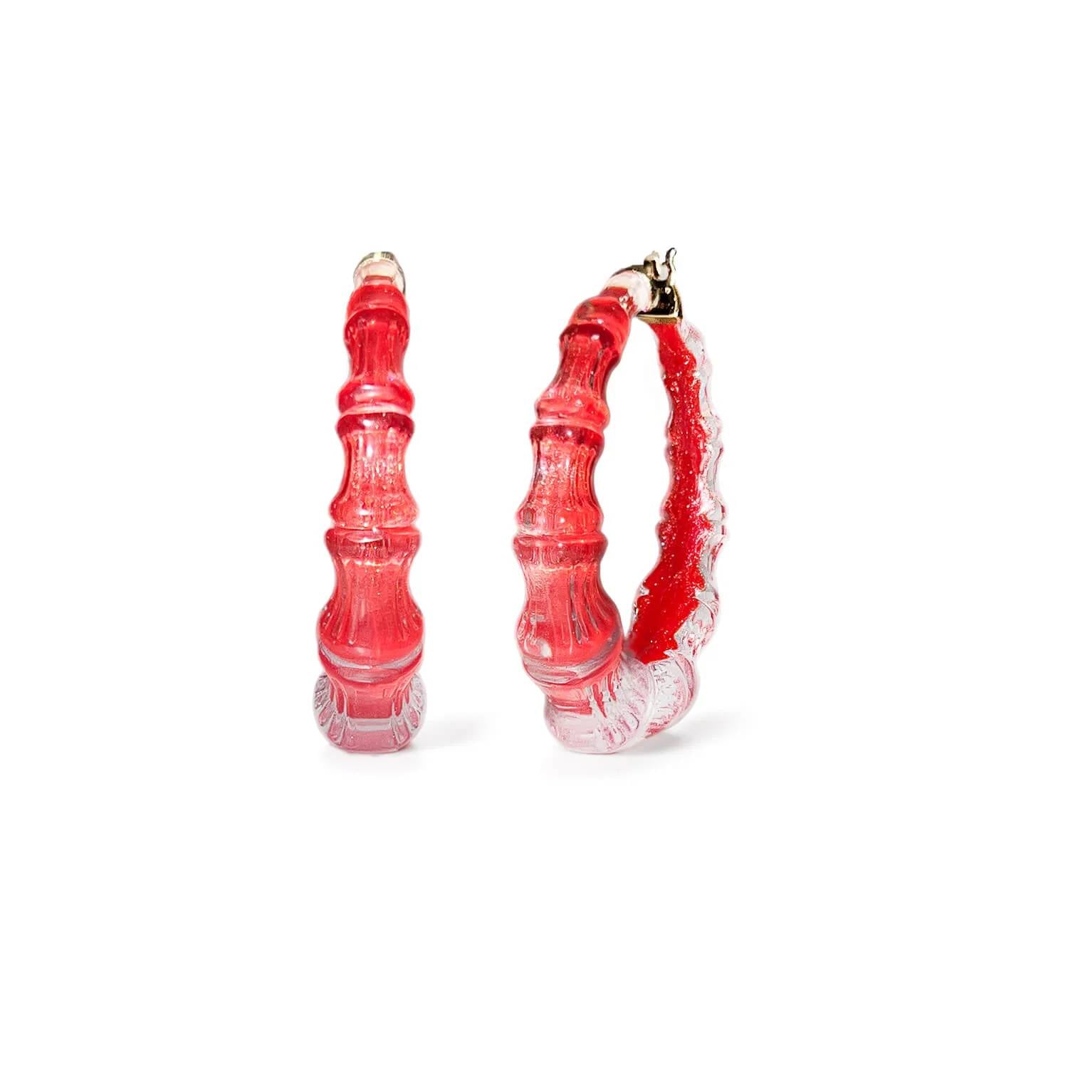 Gold & Honey - Women's Bamboo Illusion Lucite Hoop Earrings