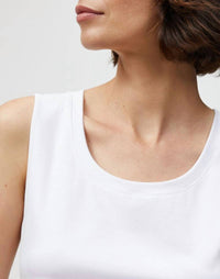 Lafayette 148 Cotton Rib Scoop Neck Tank Top in white - women's tank top - view 4