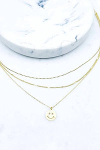 Southern Seoul - Women's Smiley Face Pendant Layered Necklace