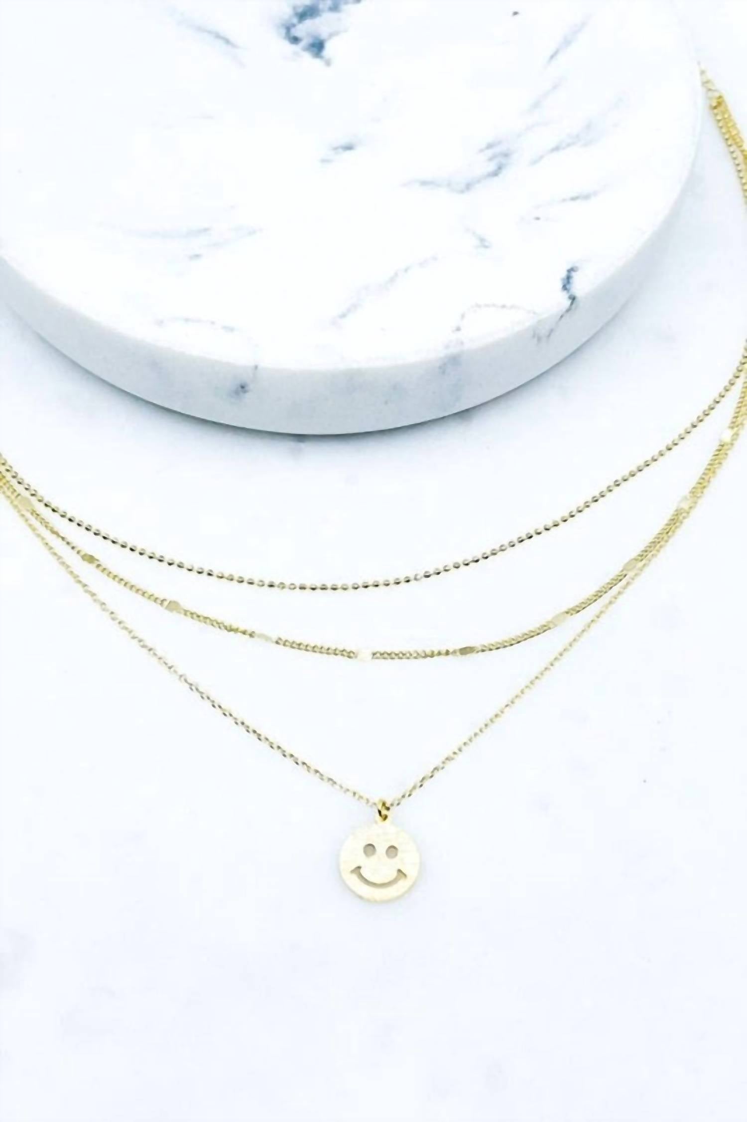 Southern Seoul - Women's Smiley Face Pendant Layered Necklace