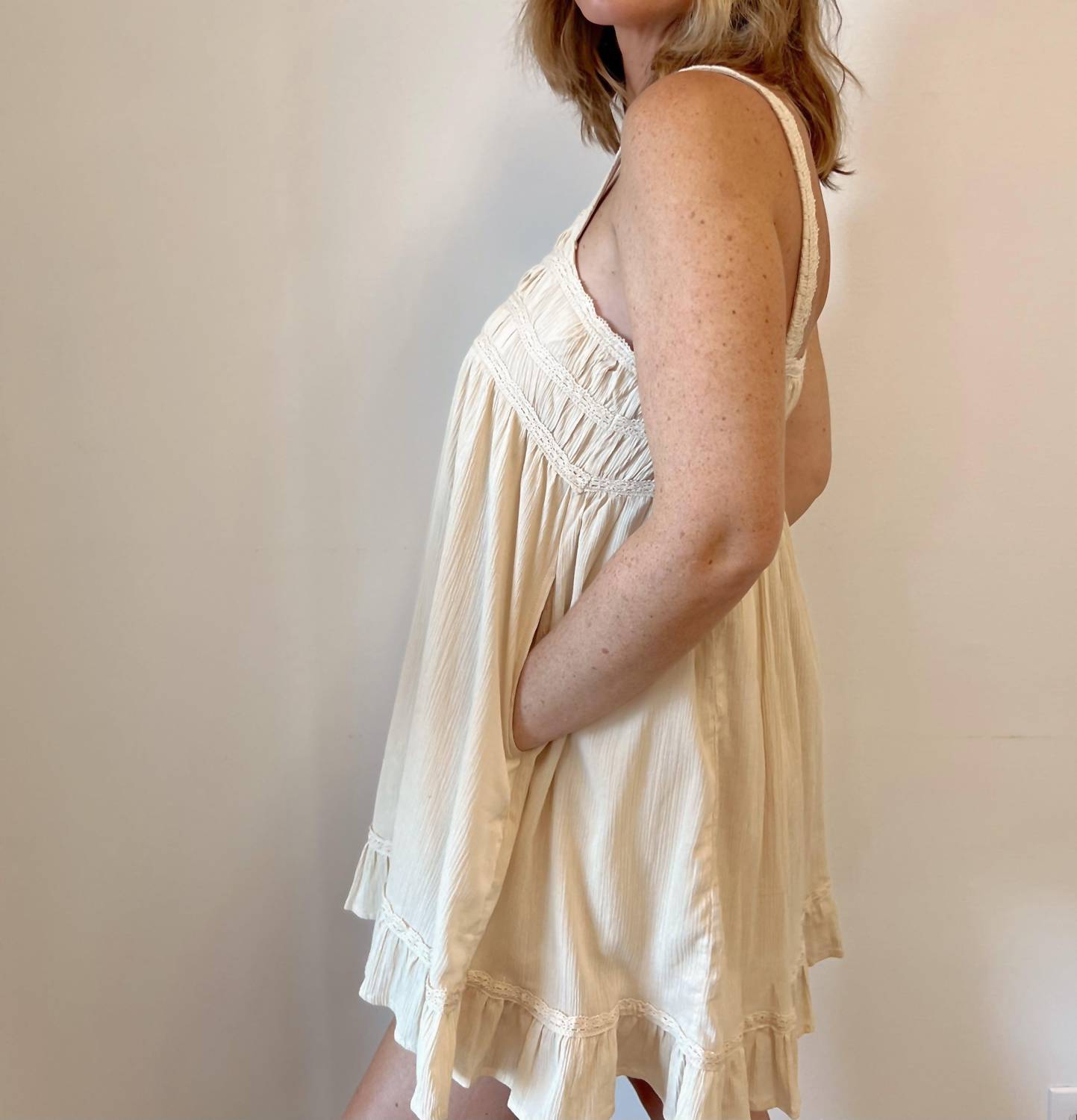 By Together - Stay Neutral Babydoll Mini Dress