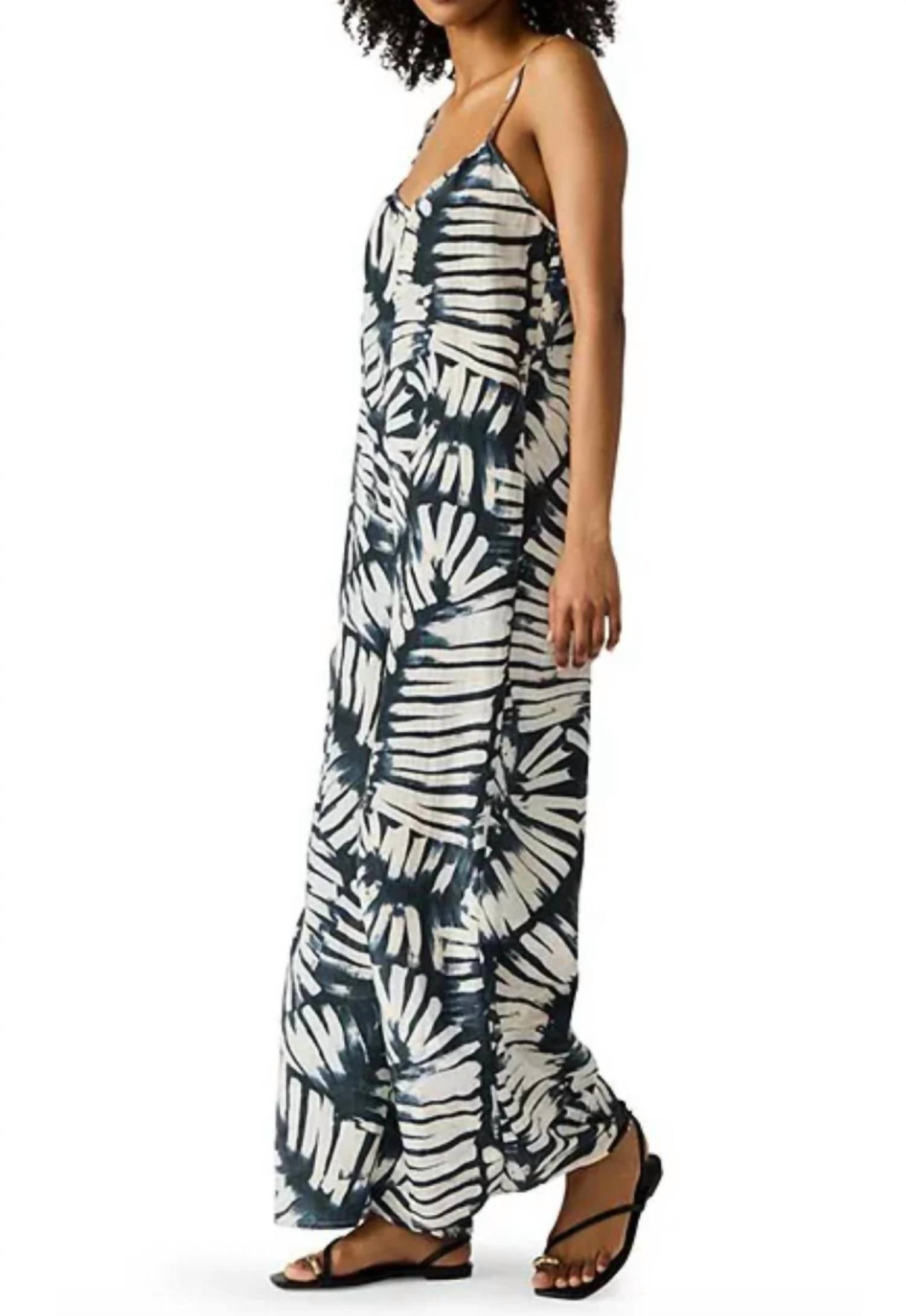 STEVE MADDEN Desdemona Printed Crinkled Jumpsuit in black white - women's pants - alternate view
