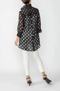 Ic Collection - Wire Neck Back Button Jacket With White Cami