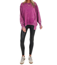 Zenana - Lovely Life Acid Wash Sweatshirt