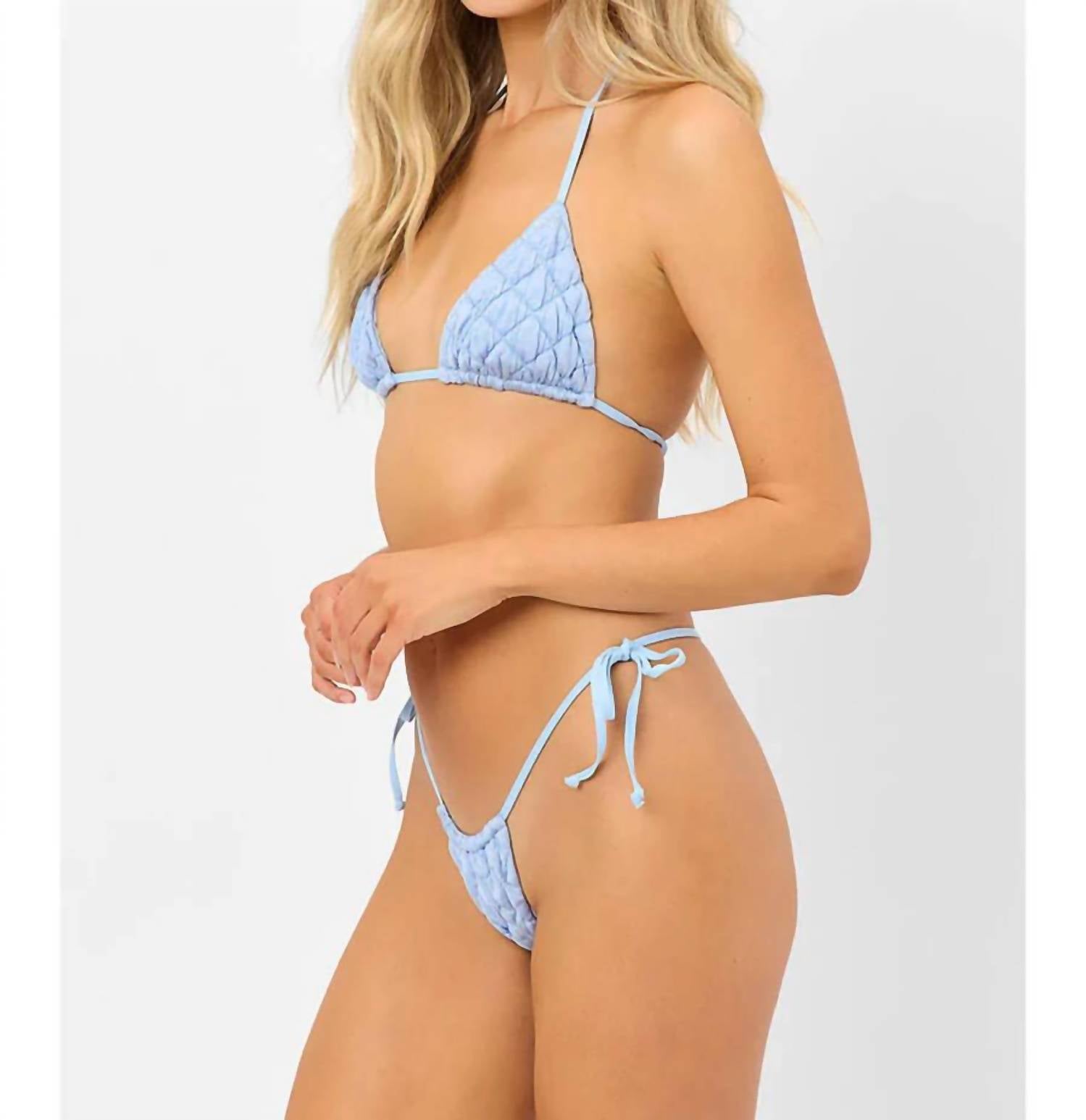 Frankies Bikinis Tia Puff Bottom in light blue - women's swimwear - alternate view