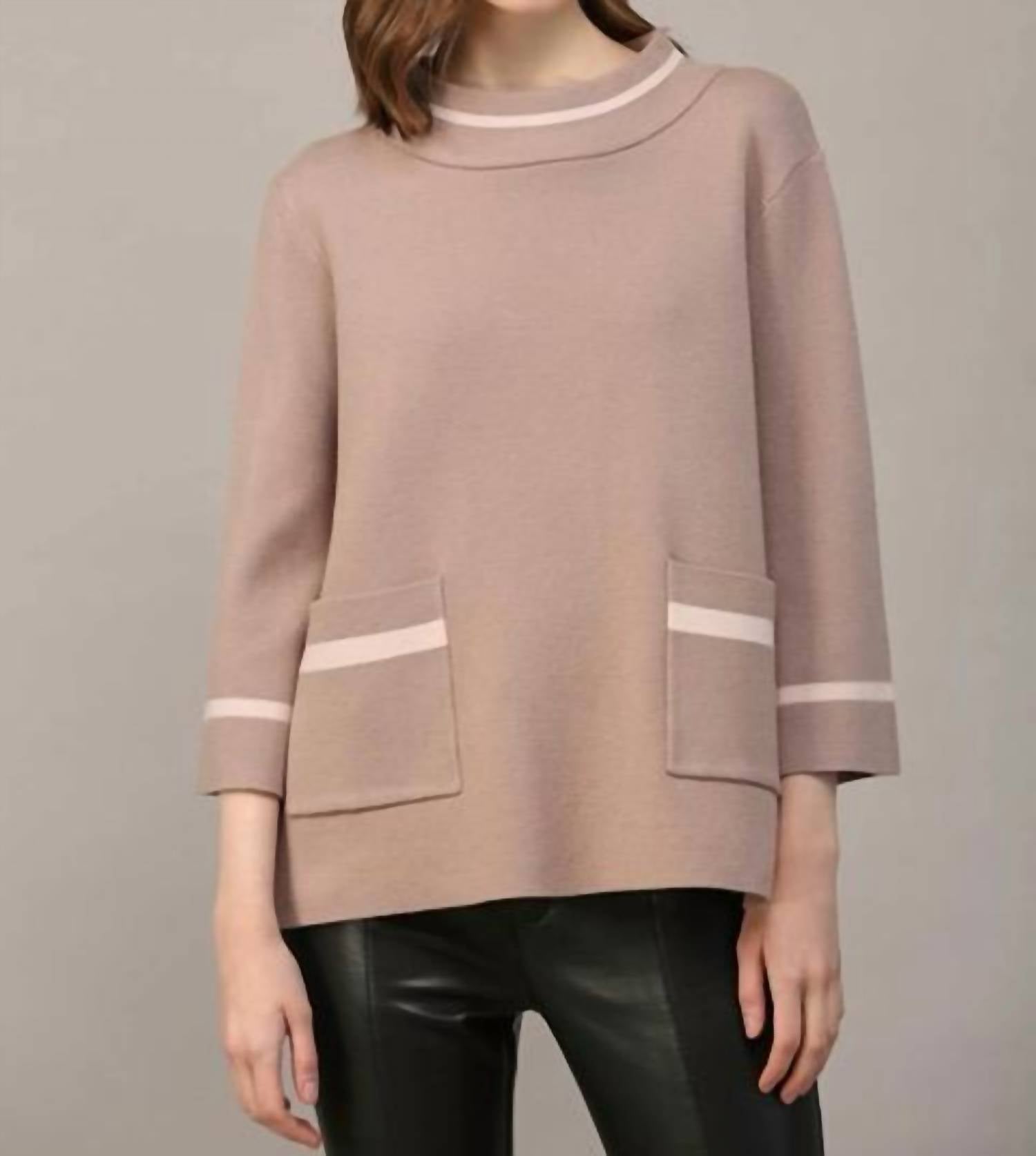 Fate - Mock Neck Contrast Trim Sweater