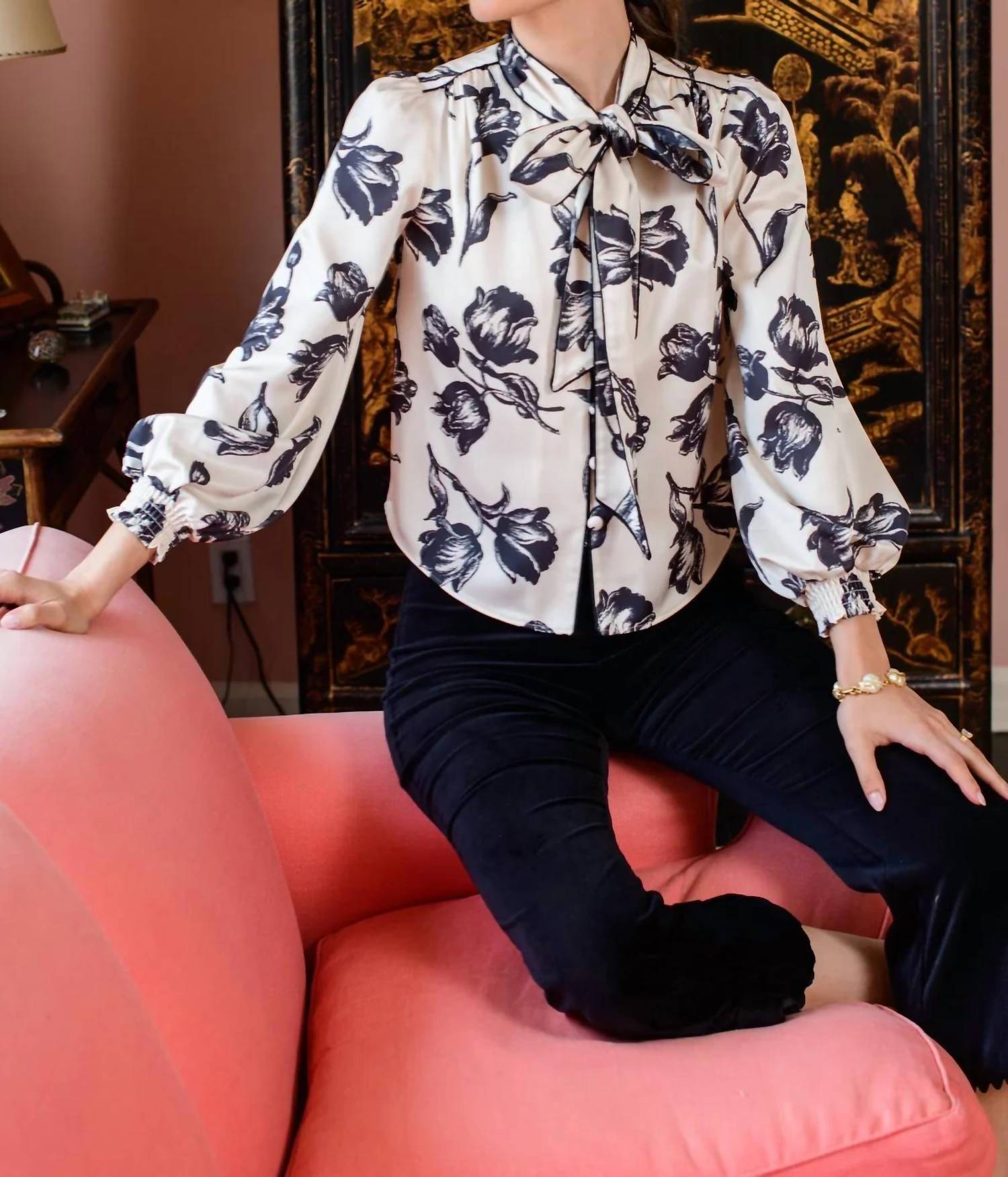 Elizabeth James The Label - Britt Bow Long Sleeve Blouse