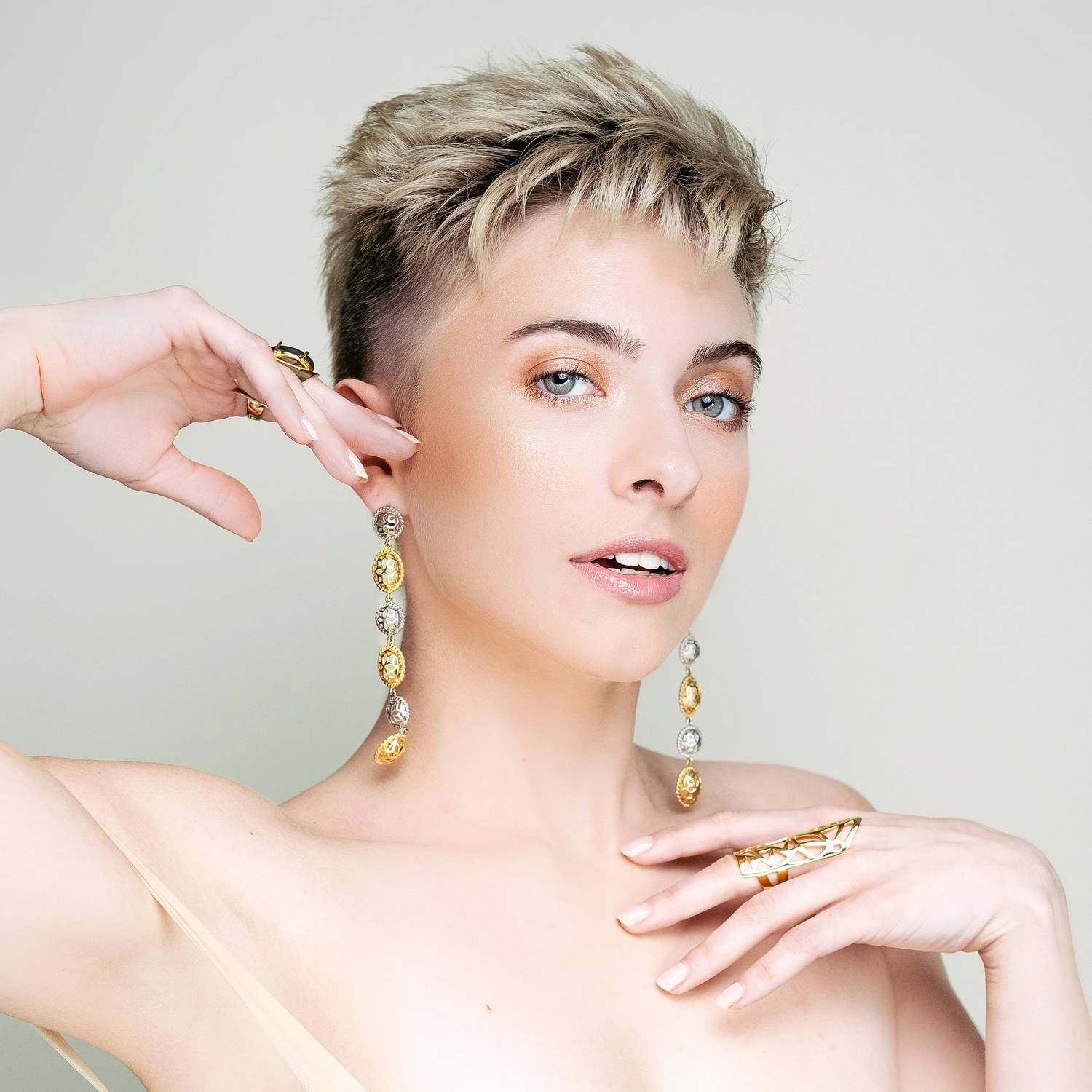 Georgina Jewelry - Women's Two Tone Signature Long Earrings