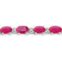 Diana M Jewels Women's Oval Natural Ruby Bracelet (5.84 Ct) - Elegant in 14k white gold - women's jewelry - detail view
