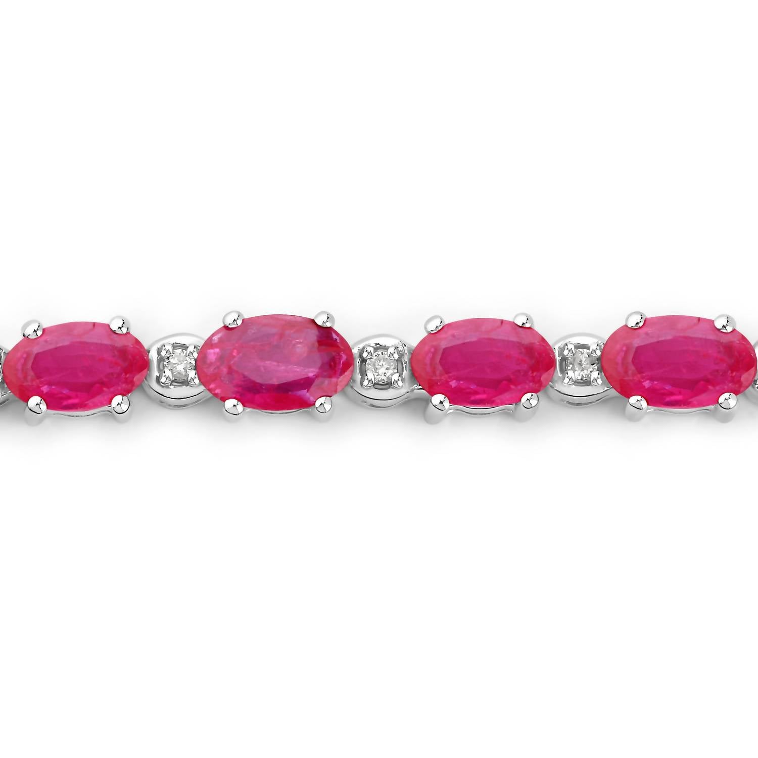 Diana M Jewels Women's Oval Natural Ruby Bracelet (5.84 Ct) - Elegant in 14k white gold - women's jewelry - detail view