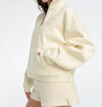 Favorite Daughter Women's Half Zip Sweatshirt in white - women's top
