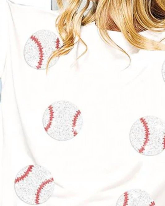Bibi - Sequin Baseball Patches Washed Tee