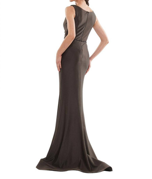 Marsoni By Colors - Herringbone Woven Fit and Flare Trumpet Dress