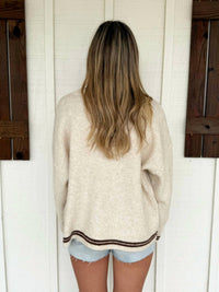 Bailey Rose Stetson Cowboy Oversized Sweater in cream - women's sweater - detail view