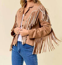 Saints & Hearts - 2-tone Fringe Jacket With Piping