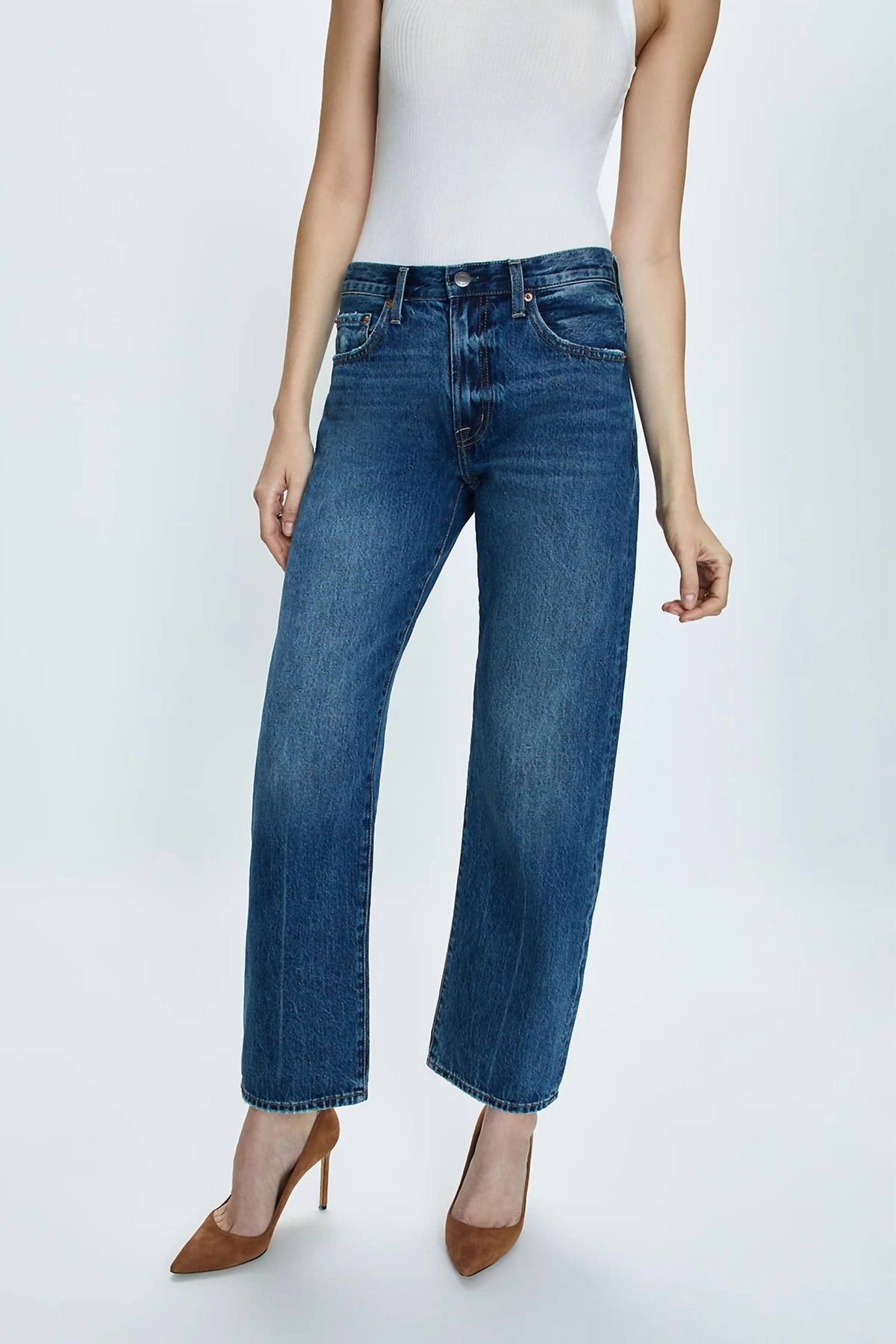 Pistola - Lexi Mid Rise Bowed Straight Jeans