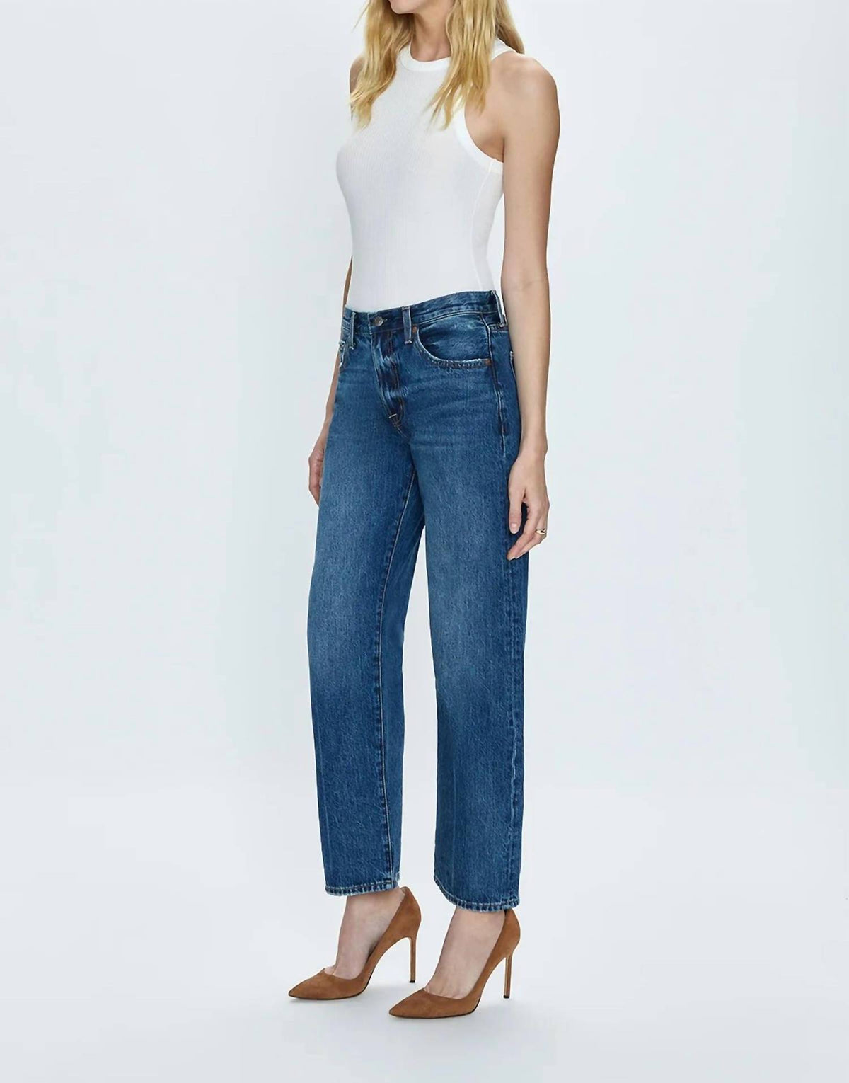 Pistola - Lexi Mid Rise Bowed Straight Jeans
