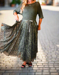 Look Mode Usa - Leopard Print Long Tulle Skirt