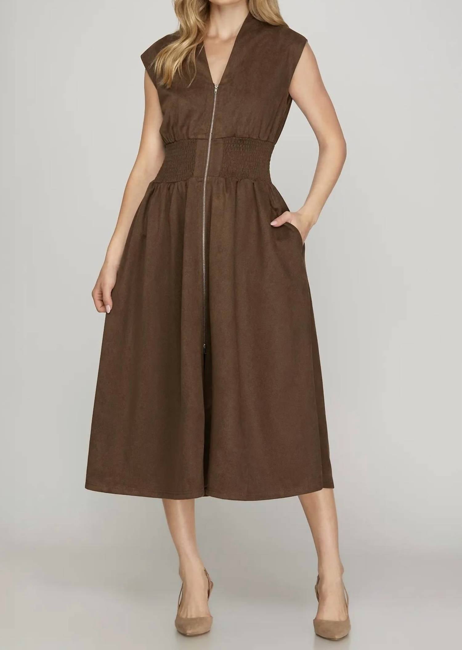 She + Sky - Leia Front Zip Midi Dress