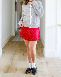 Aureum - Eyelet Trim Cable Knit Cardigan