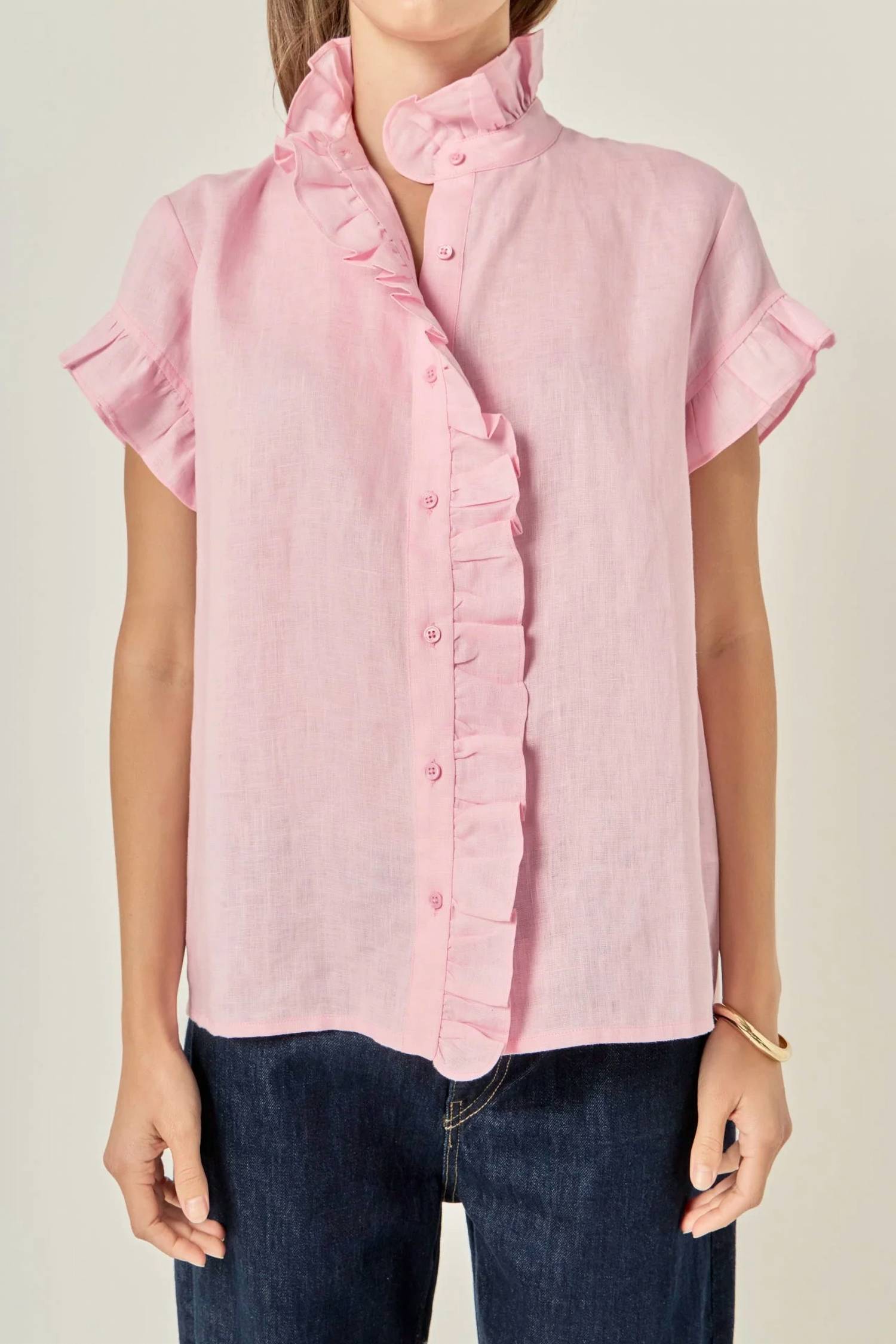 English Factory - Linen Ruffle Shirt