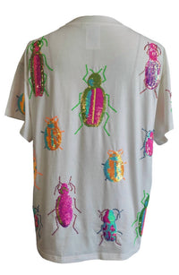 QUEEN OF SPARKLES Scattered Neon Beetle Tee in white - women's t-shirt - view 7