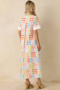 Entro - Check Button Front Maxi Shirt Dress