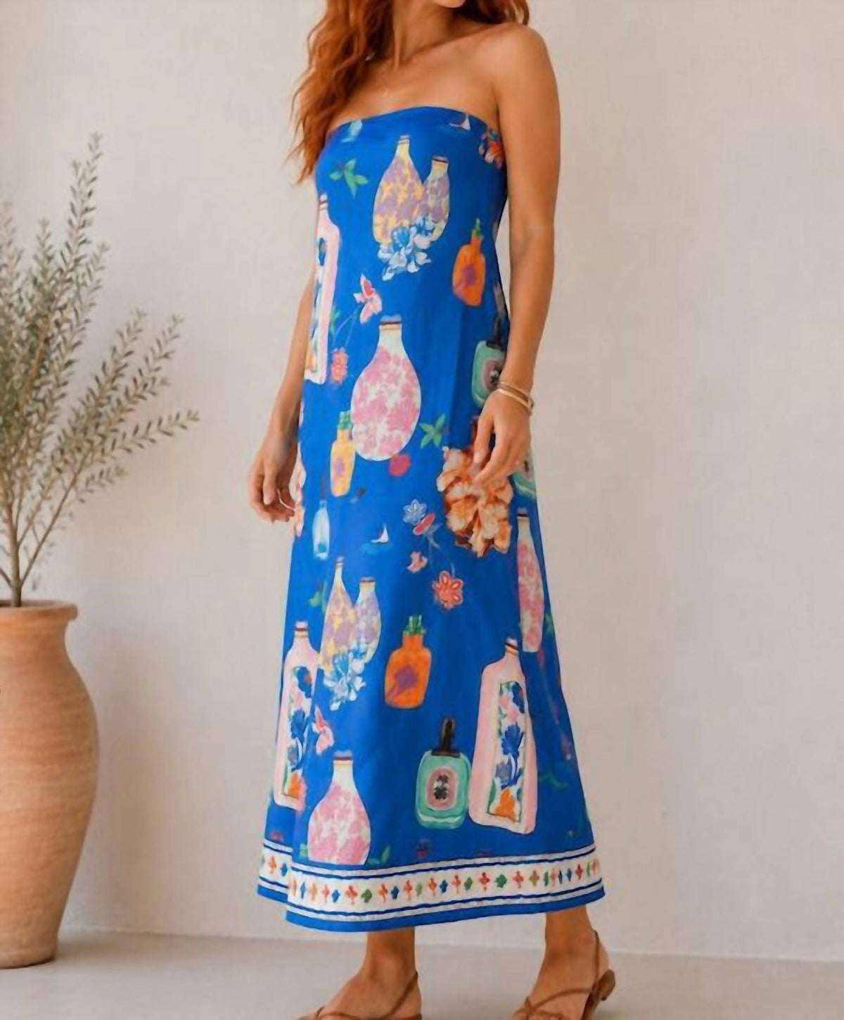 Shop Sevenday - Printed Strapless Maxi Dress
