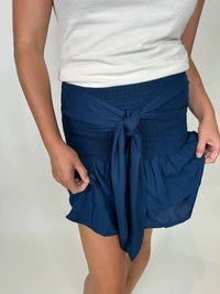 Romi The Brand Tie Short Skirt in navy - women's skirt
