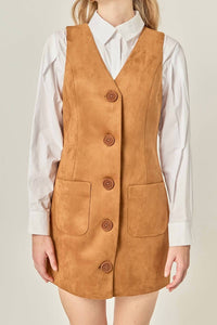 English Factory - Faux Suede Vest Dress