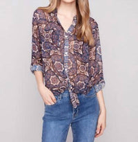 Charlie B - Printed Button-up Blouse
