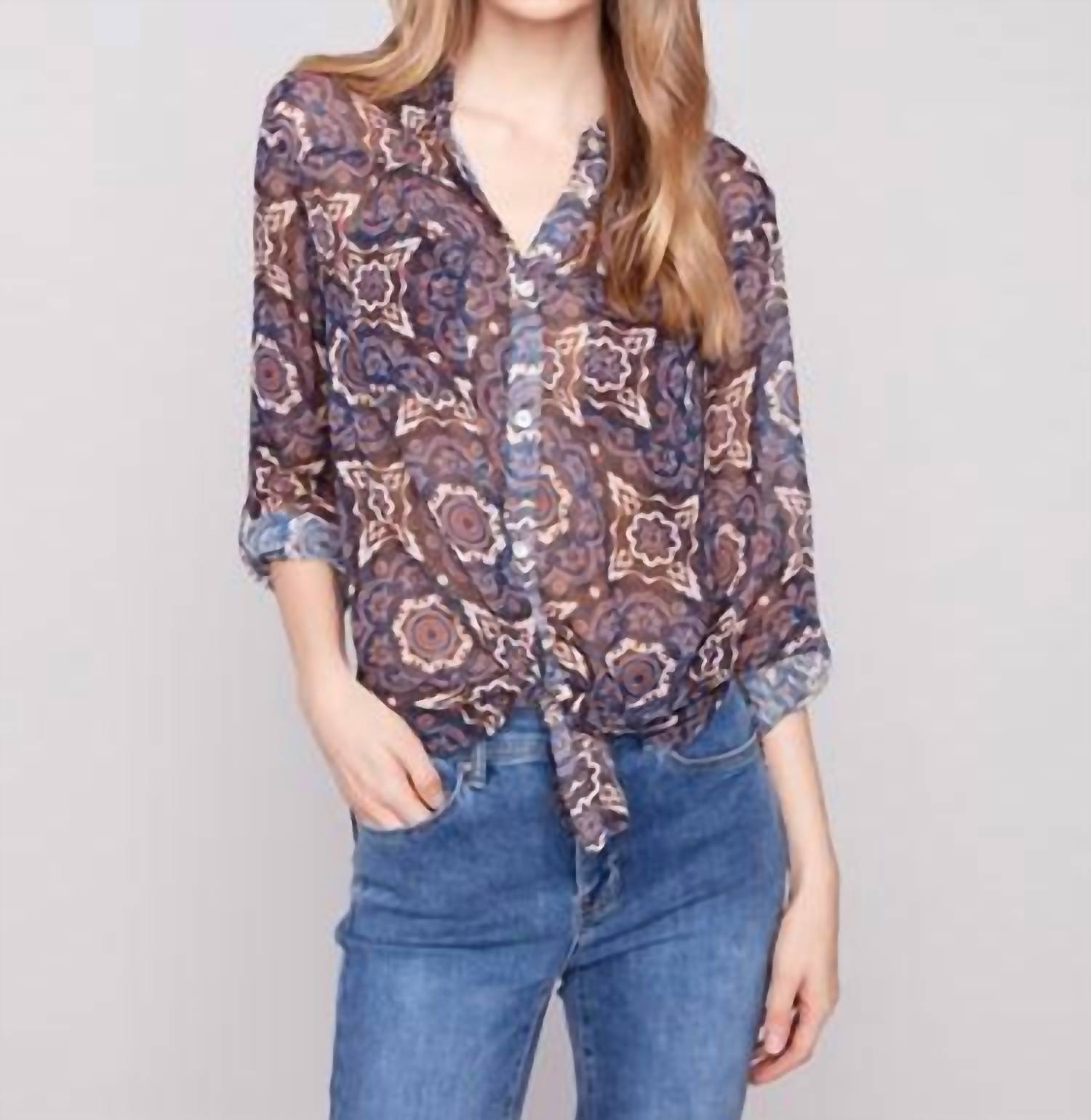 Charlie B - Printed Button-up Blouse