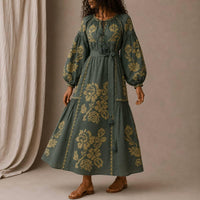 Annabo - Elysian Garden Linen Midi Dress