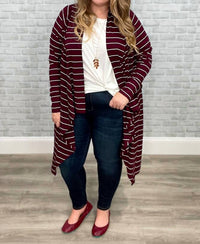Hawthorne - Stripe Ribbed Cascade Cardigan