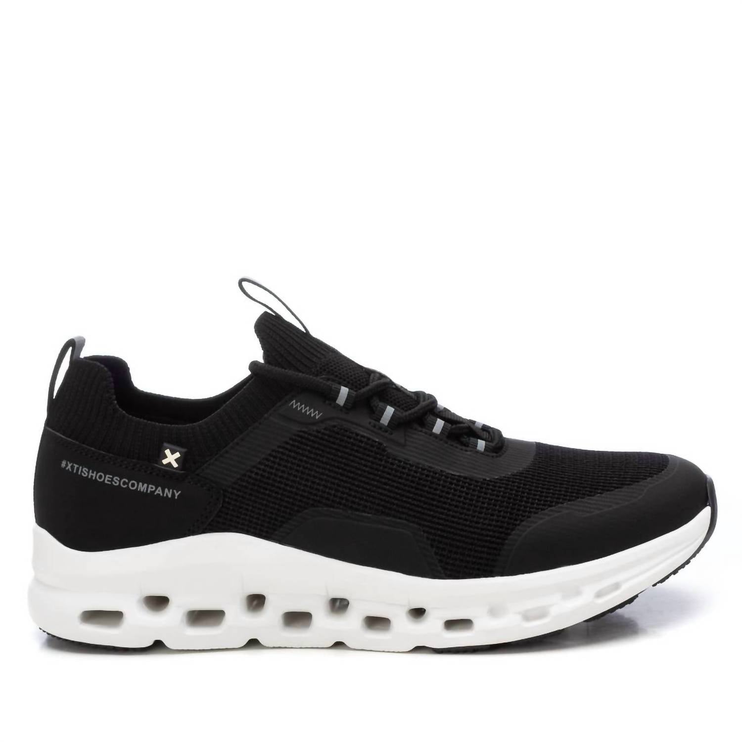 Xti Men's Waffle Sole Casual Athletic Sneakers in black - men's shoe - alternate view