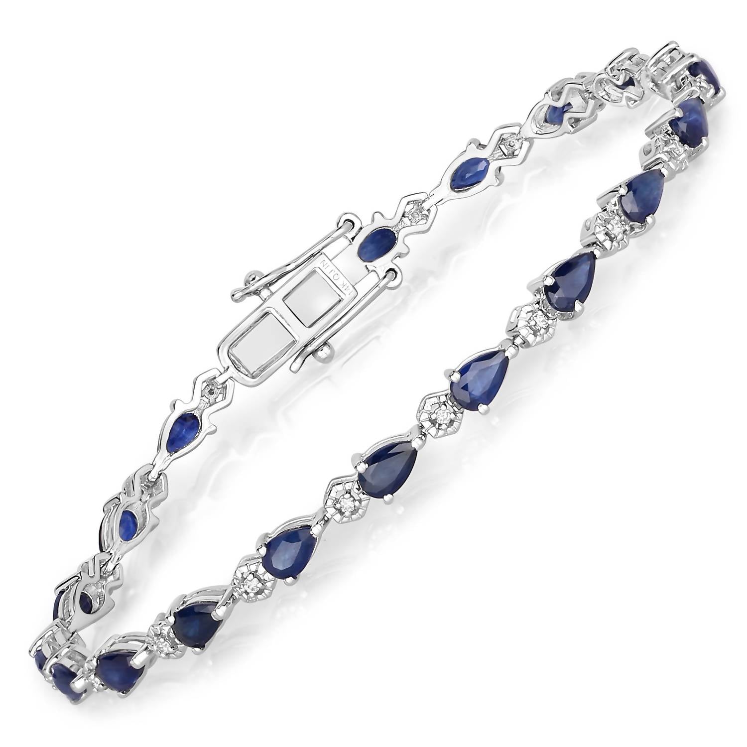 Diana M Jewels Women's Pear Natural Blue Sapphire Bracelet (5.13 Ct) - Elegant in 14k white gold - women's jewelry