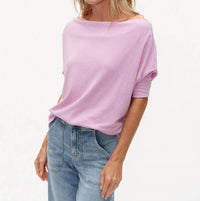 SIX/FIFTY Short Sleeve Anywhere Top in pink frosting - women's t-shirt