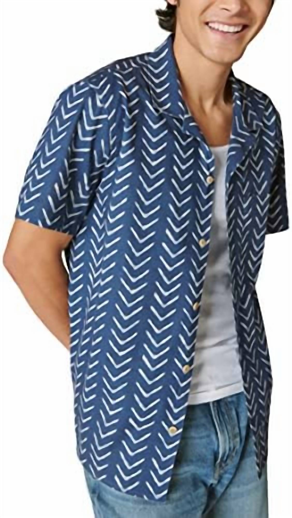 Printed Short Sleeve Camp Collar Shirt