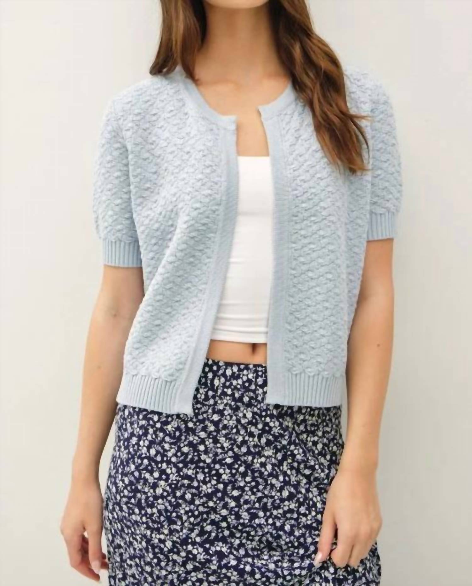 Be Cool - Textured Short Sleeve Cardigan